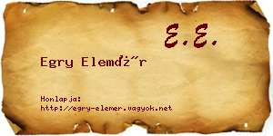 Egry Elemér névjegykártya